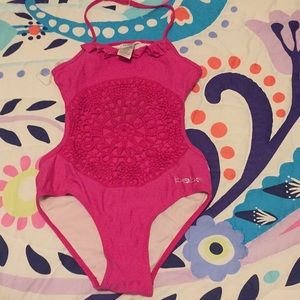 One piece swimsuit & cut open back & henna design